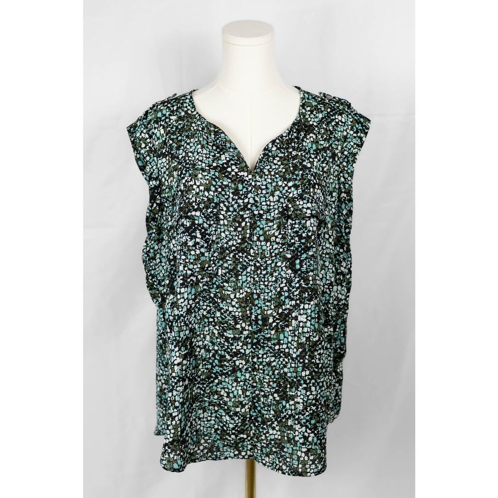 Apt 9 Size XL Blouse Sleeveless Teal Black